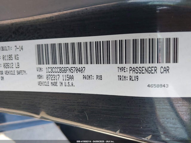 1C3CCCBG6FN570407 Chrysler 200 S