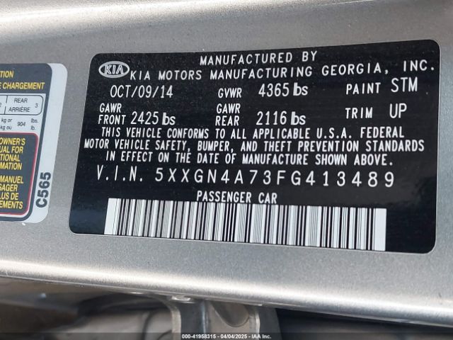 5XXGN4A73FG413489 KIA OPTIMA EX