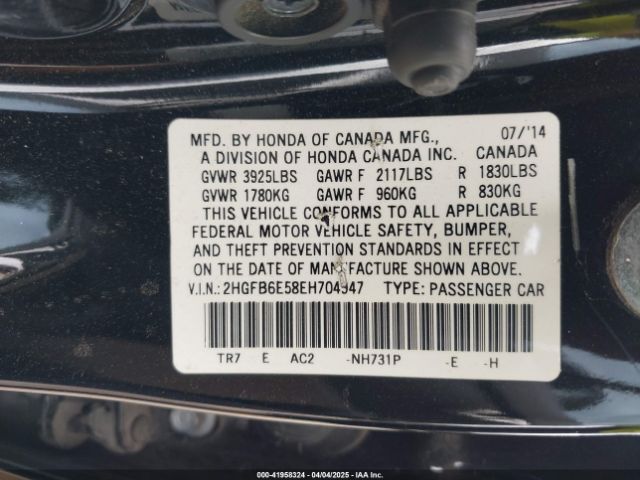 2HGFB6E58EH704947 Honda CIVIC SI