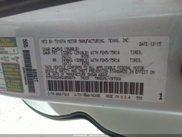 5TFRX5GN4GX058079 Toyota Tacoma Sr