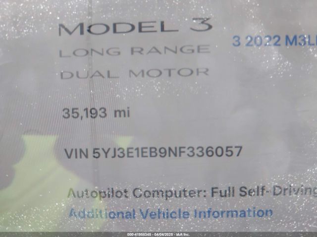 2022 TESLA MODEL 3 5YJ3E1EB9NF336057 Photo 6