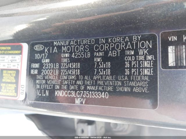 KNDCC3LC7J5133340 KIA NIRO EX