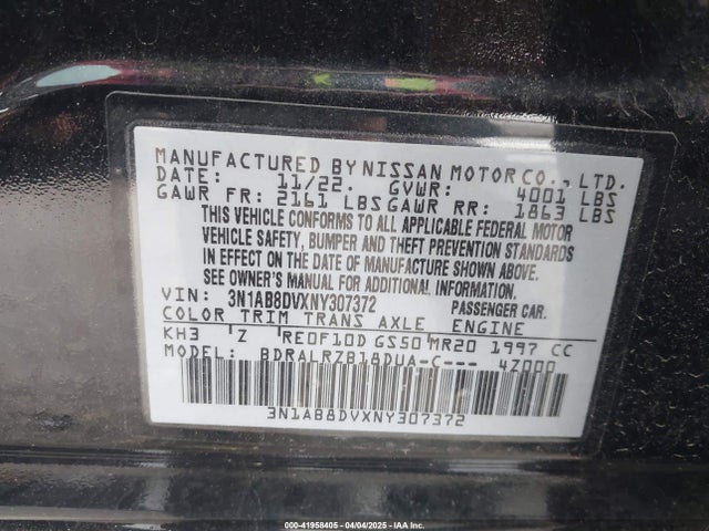 Nissan Sentra Sr Xtronic Cvt 2022 3N1AB8DVXNY307372 Image 9