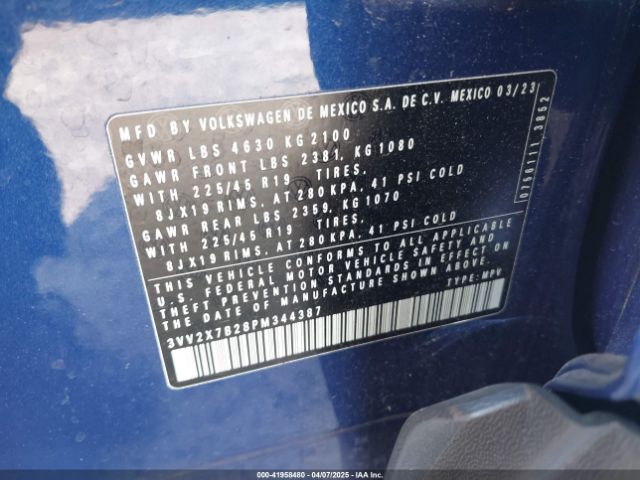 3VV2X7B28PM344387 Volkswagen Taos 1.5t Sel