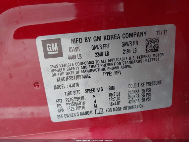 KL4CJFSB1JB574442 Buick Encore Preferred Ii