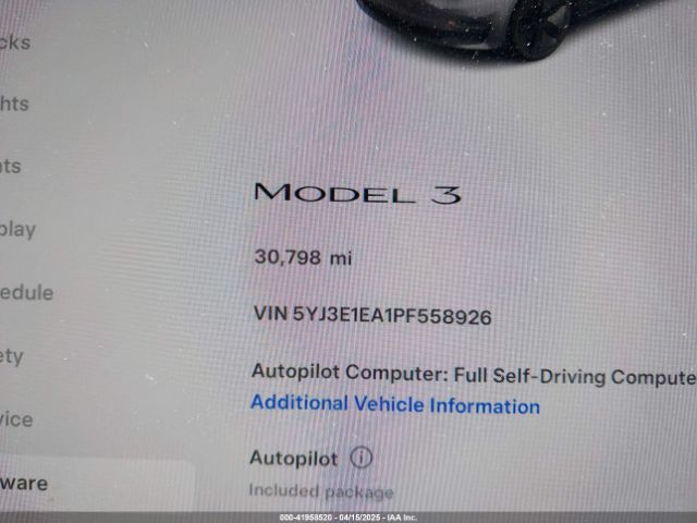 5YJ3E1EA1PF558926 Tesla Model 3 Rear-wheel Drive