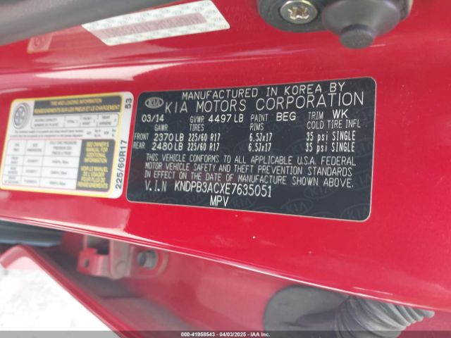KNDPB3ACXE7635051 KIA Sportage Lx