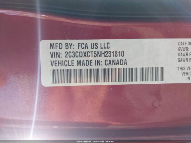 2C3CDXCT5NH231810 Dodge CHARGER R/T