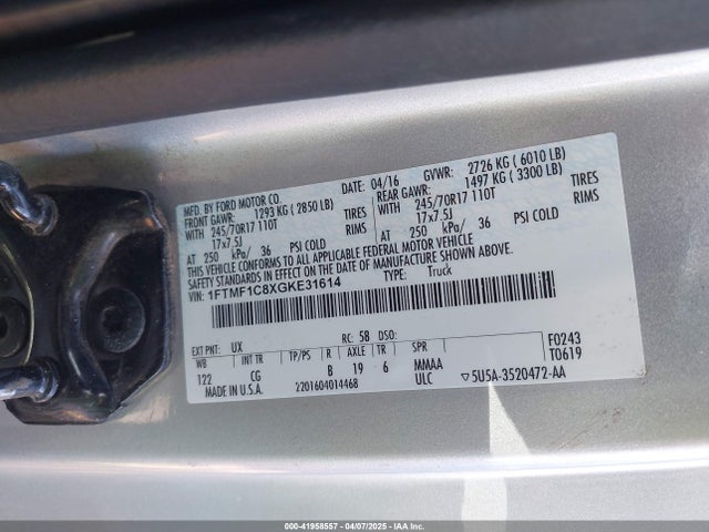 1FTMF1C8XGKE31614 Ford F-150 Xl