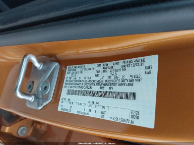 1FMCU9GX1GUC59233 Ford ESCAPE SE