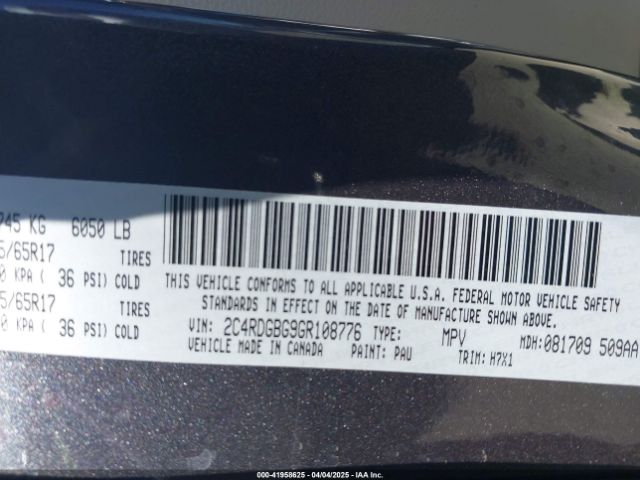 2C4RDGBG9GR108776 Dodge Grand Caravan American Value Pkg