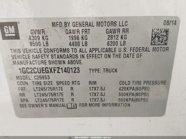 1GC2CUEGXFZ140123 Chevrolet Silverado 2500hd Wt