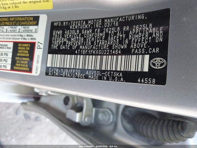 4T1BF1FKXGU221464 Toyota CAMRY SE
