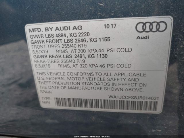 WA1JCCFS8JR014631 Audi Q3 2.0t Premium/2.0t Sport Premium