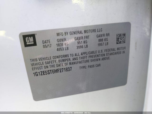 1G1ZE5ST6HF271837 Chevrolet MALIBU 1LT