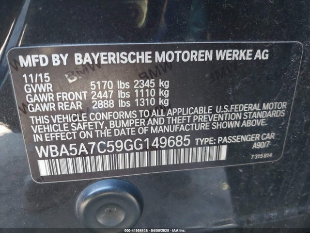 WBA5A7C59GG149685 BMW 528i Xdrive