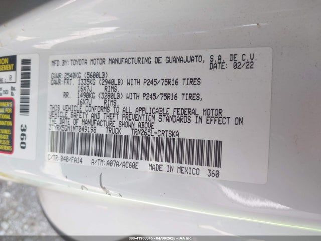 Toyota 2tr-fe 2022 3TYRX5GN1NT049198 Image 9