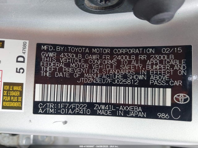 Toyota Prius V Two 2015 JTDZN3EU7FJ025812 Image 9