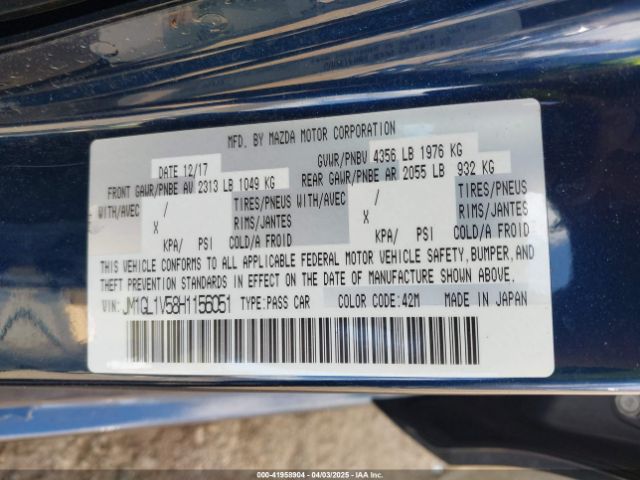 JM1GL1V58H1156051 Mazda Mazda6 Touring