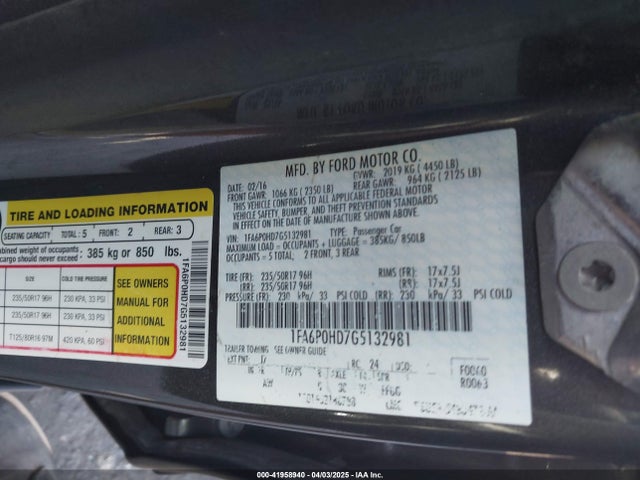 1FA6P0HD7G5132981 Ford FUSION SE