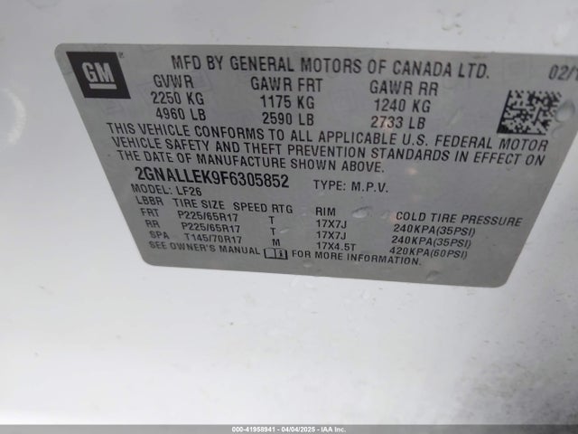 2GNALLEK9F6305852 Chevrolet Equinox L