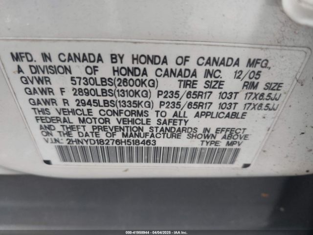 2006 ACURA MDX 2HNYD18276H518463 Photo 8
