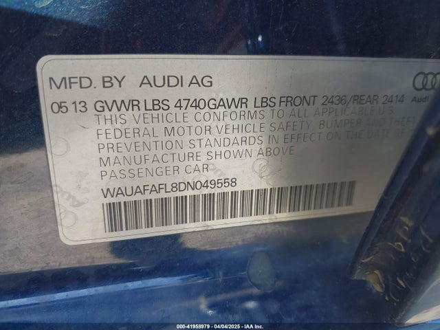 2013 AUDI A4 WAUAFAFL8DN049558 Photo 8