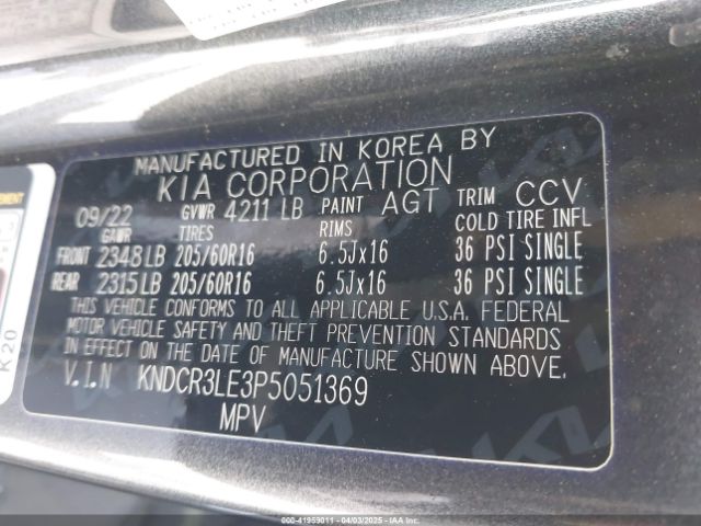 KNDCR3LE3P5051369 KIA NIRO EX