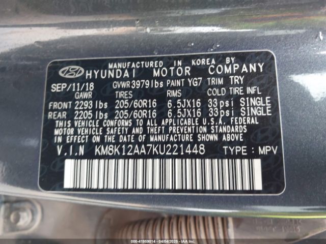 2019 HYUNDAI KONA KM8K12AA7KU221448 Photo 8