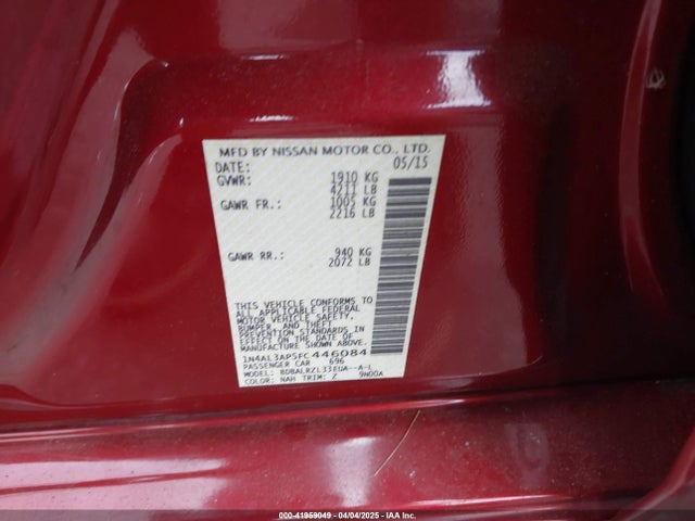 1N4AL3AP5FC446084 Nissan Altima 2.5 Sl