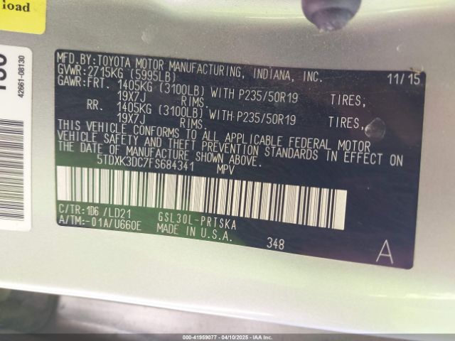 2015 TOYOTA SIENNA 5TDXK3DC7FS684341 Photo 8