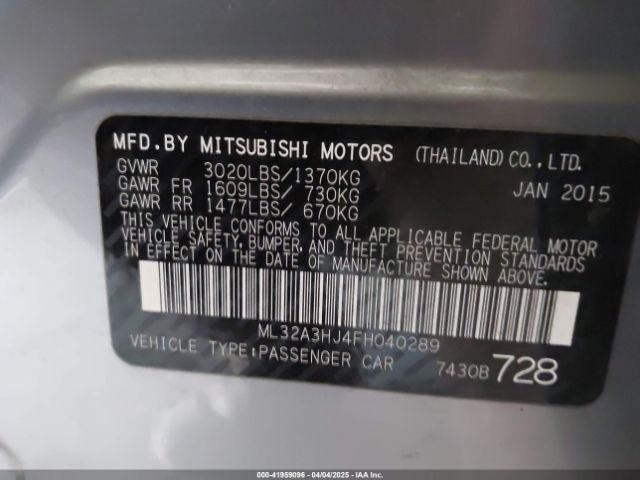 ML32A3HJ4FH040289 Mitsubishi MIRAGE DE