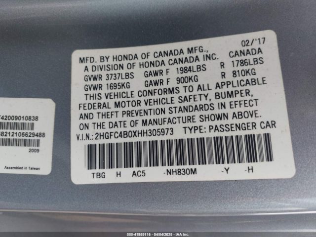 2HGFC4B0XHH305973 Honda Civic Lx-p