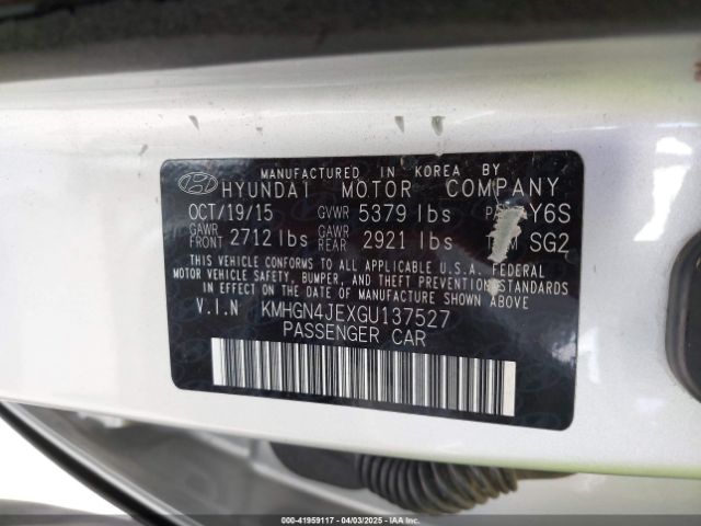 KMHGN4JEXGU137527 Hyundai Genesis 3.8