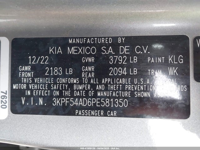 3KPF54AD6PE581350 KIA Forte Gt-line