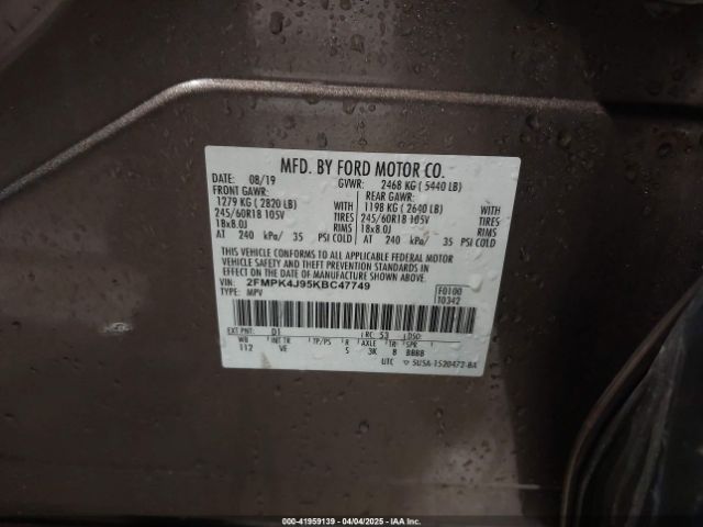 2FMPK4J95KBC47749 Ford EDGE SEL