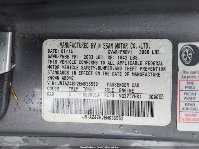 JN1AZ4EH2EM636552 Nissan 370Z