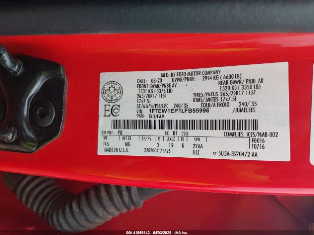 2020 FORD F-150 1FTEW1EP1LFB55996 Photo 8