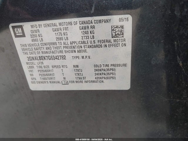 2GNALBEK7G6342782 Chevrolet EQUINOX LS