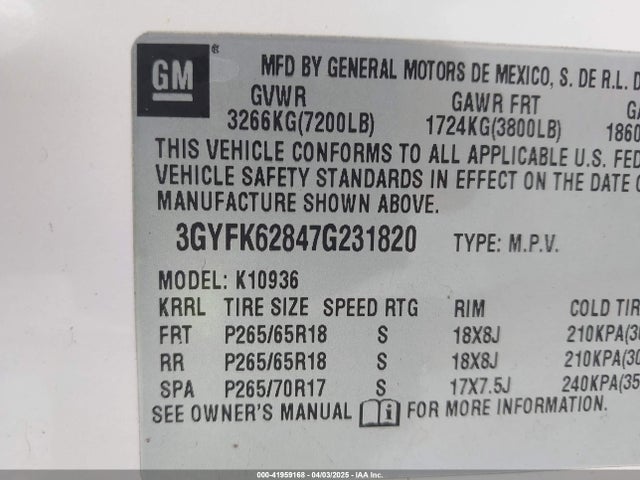 2007 CADILLAC ESCALADE EXT 3GYFK62847G231820 Photo 8