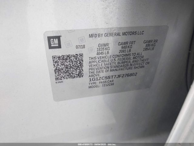 1G1ZC5ST7JF276802 Chevrolet Malibu 1fl
