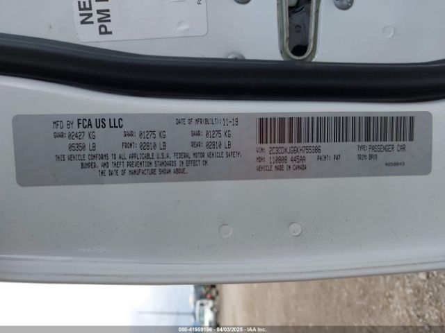 2C3CDXJG6KH755386 Dodge Charger Sxt Awd