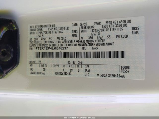 1FTEX1EP4LKE46237 Ford F-150 Xl