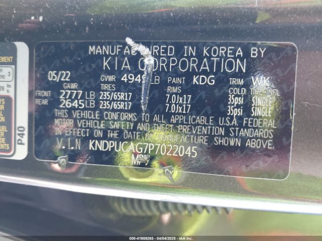 KNDPUCAG7P7022045 KIA Sportage Hybrid Lx