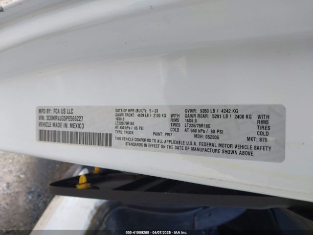 3C6MRVJG5PE566227 RAM Promaster 3500 Cargo Van High Roof 159 Wb Ext