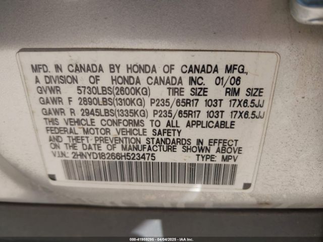 2006 ACURA MDX 2HNYD18266H523475 Photo 8