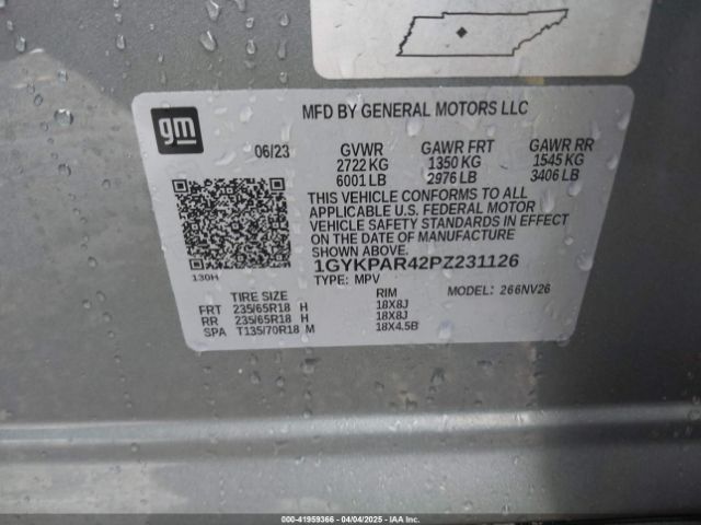 1GYKPAR42PZ231126 Cadillac Xt6 Fwd Luxury
