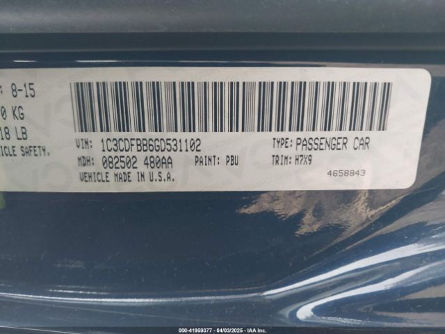 1C3CDFBB6GD531102 Dodge DART SXT