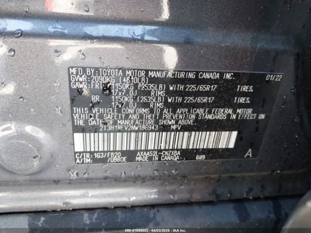 2T3H1RFV2NW186943 Toyota RAV4 LE