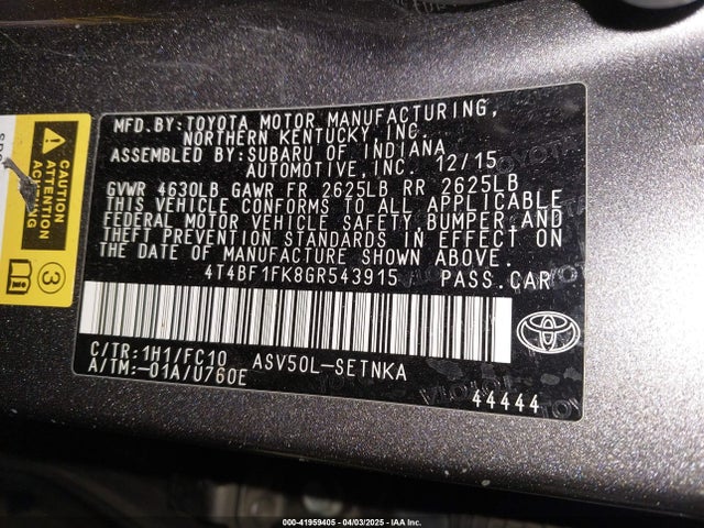 4T4BF1FK8GR543915 Toyota CAMRY LE